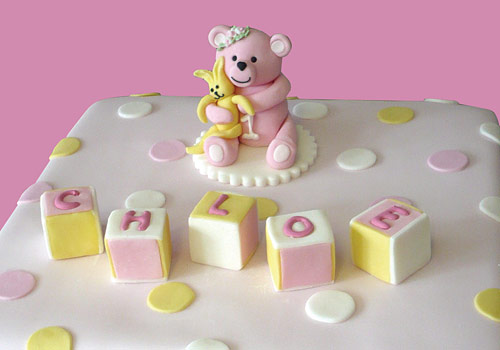 A Teddy Bear and Rabbit birthday cake